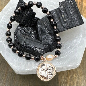 Black onyx beaded handmade bracelet